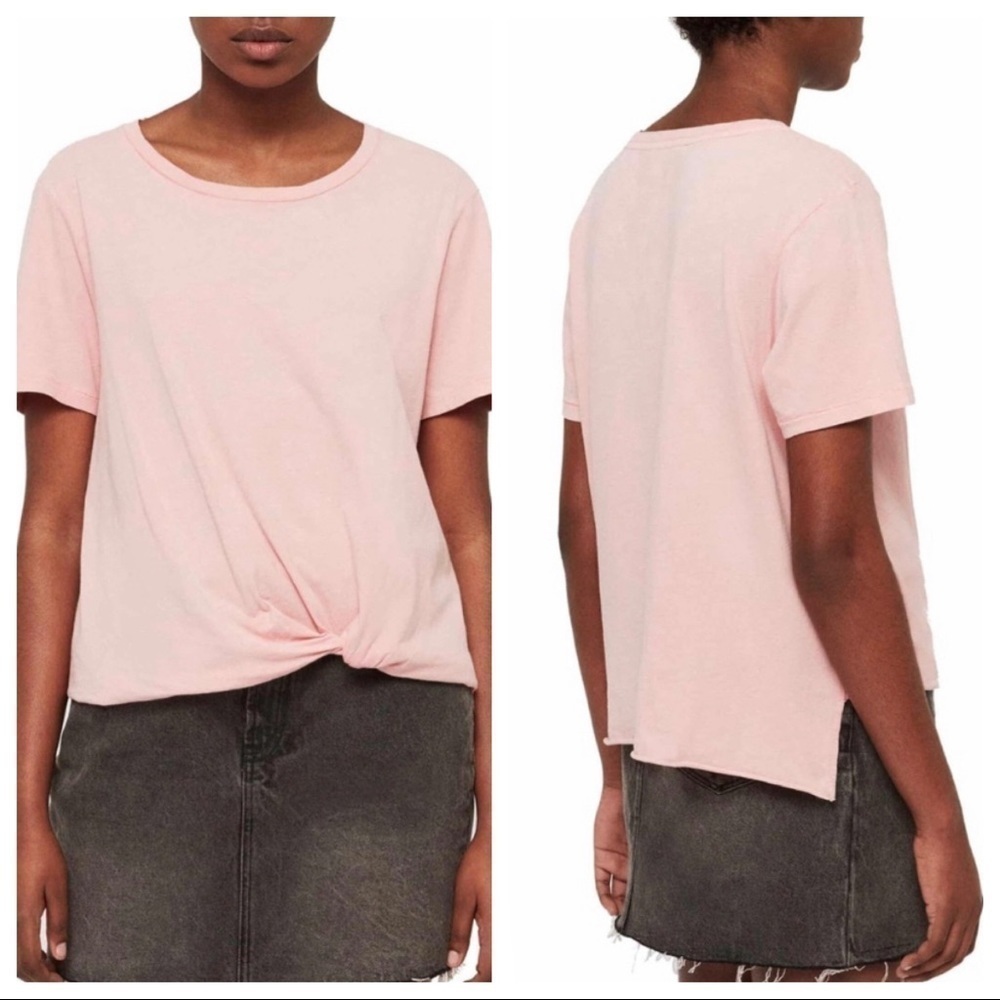 AllSaints Wilma pink twist front short sleeve tee NWT